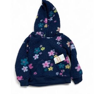Jumping Beans Sherpa Hoodie Toddler 3T NWT Navy Floral Fleece